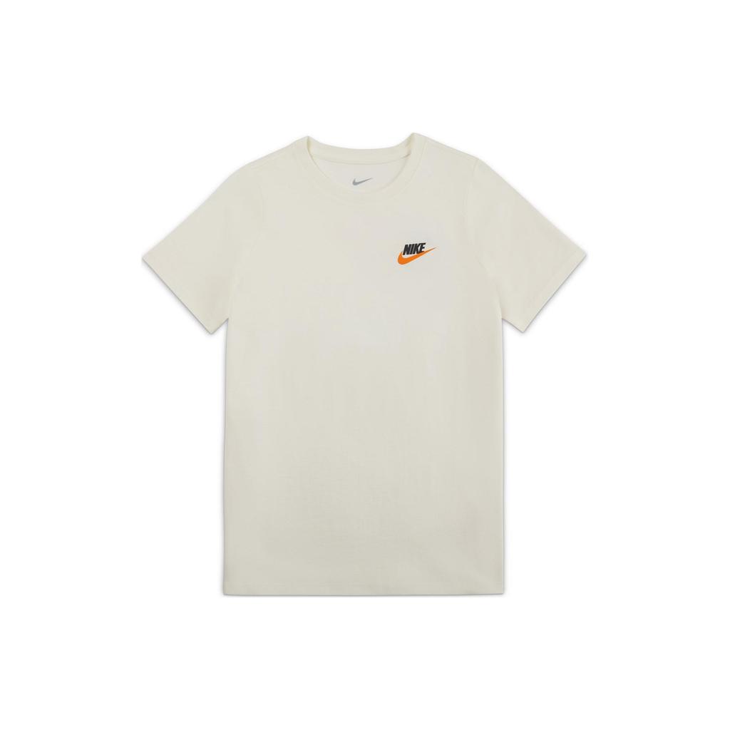 Nike Logo Print Crew Neck Short Sleeve T-Shirt Kids Tops White DV9714-133