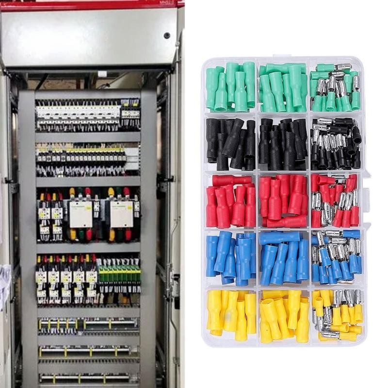 Set 200 buc. Conectori Terminali de Sârmă Include Terminali de Sârmă Multifuncționali Masculi și Feminini pentru Instalații Electrice Casnice