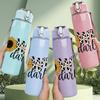 1PC Howdy Darlin Sunflower Text 750ml Color Plastic Sports Water Bottle Leakproof Flip Straw Lid Suitable for Sports Office Home Use