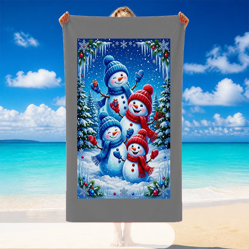 Christmas Printed Beach Towel Soft Quick Dry For Indoor Outdoor Home Use Holiday Gift