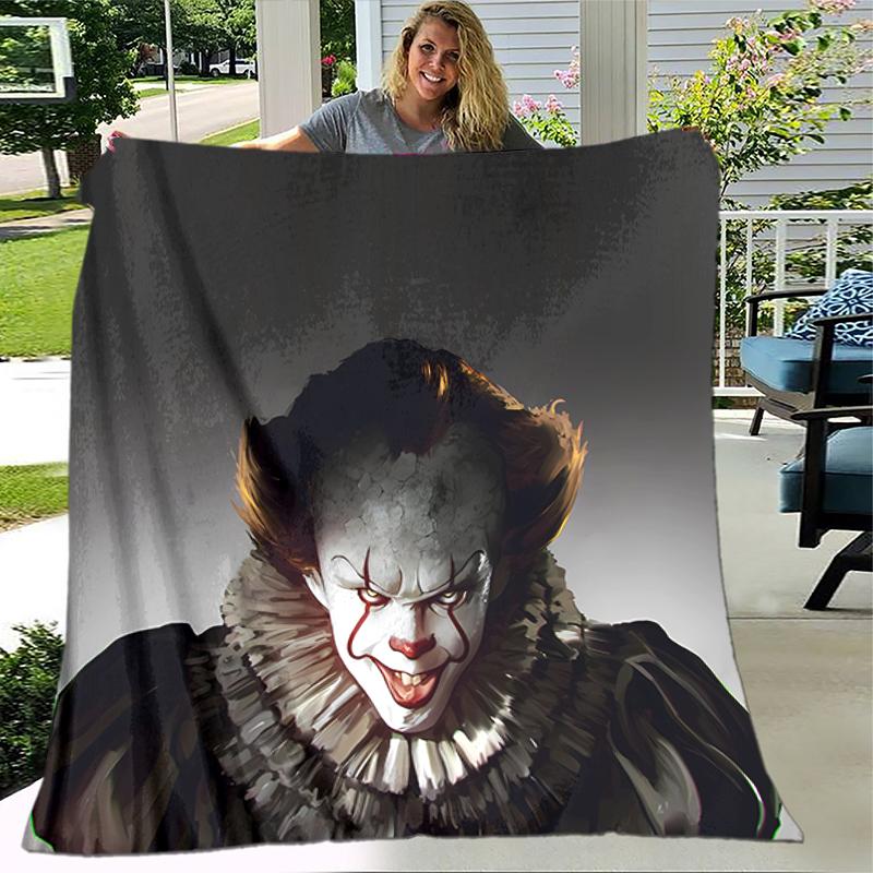 1pc Blanket Pennywise the Dancing Clown Print Design, Lightweight Blanket for Sofa, Bed- Soft &Warm, Gift for All Seasons Like Christmas, Halloween