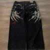 Jeans larghi in denim da uomo Y2K Streetwear Hip Hop Ricamati Vestibilità comoda Gamba dritta Pantaloni Autunno