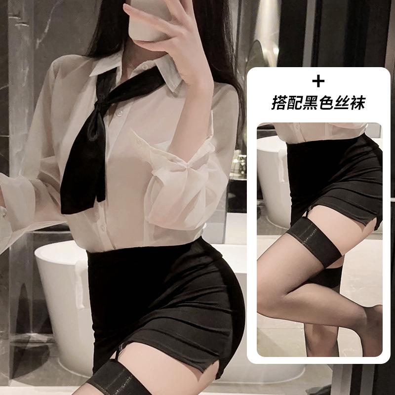 Sexy female secretary hip skirt, sexy underwear, workplace style shirt, seduction teacher, nightclub suit, one piece, hair girl.