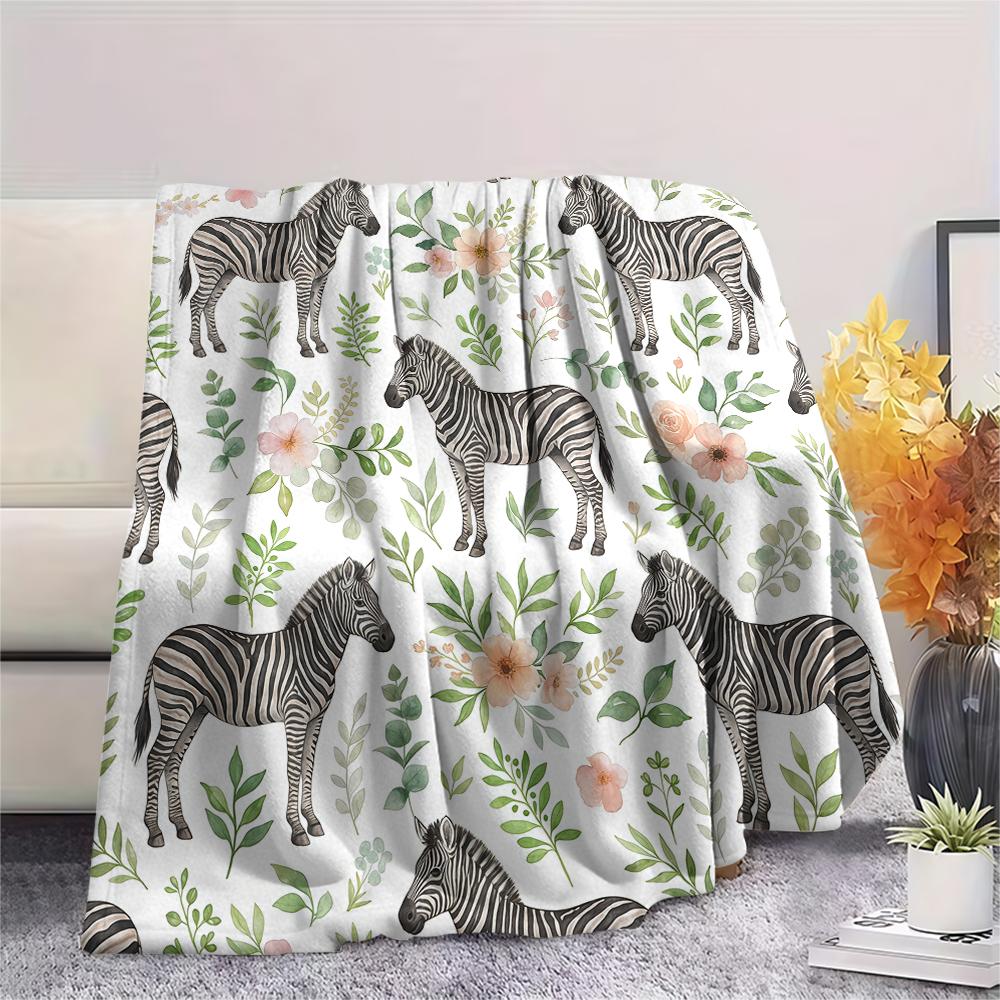 Fresh animal flowers Print Flannel Blanket High quality Comfortable for All Seasons Home Decor Warmth and Comfort Perfect for Christmas Gifts