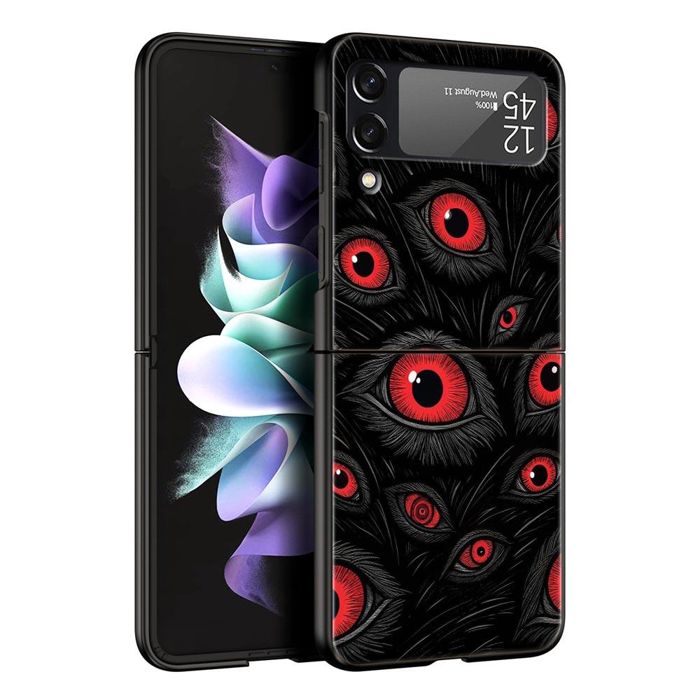 Spooky Scary Red Eye Hard PC Phone Case For Samsung Galaxy Z Flip 7 6 5 4 Black Cover For Galaxy Z Flip 3 Foldable Shell Fundas