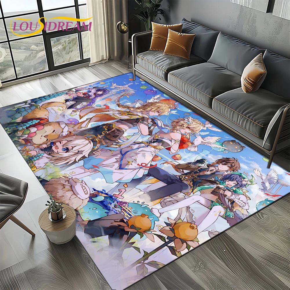 2025 New Genshin Impact Character Solo Cartoon Game Carpet Rug for Living Room Bedroom Home Sofa Decoration,Non-slip Floor Mat
