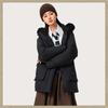 Li Ning Solid Color Hooded Mid-Length Zipper Long Sleeve Down Jacket Women Outerwear Black AYMU190-3