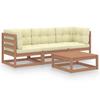 Day and Night - Day and Night Garden Furniture 4 Pieces with Cushions Made of Solid Pine Wood