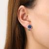 Classic Sparkling Sapphire Copper Ear Buckle, Diamond Set Round Versatile Earrings