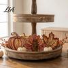 Autumn Harvest Table Decorations 3Pcs Thanksgiving Wooden Block Signs, Fall Pumpkin Turkey Maple Leaf Tabletop Display Ornaments Decor, Farmhouse