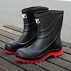 Fashion Bundle Rain Shoes New Short Tube Non-slip Medium Tube Rain Shoes Short Water Shoes Velvet Outdoor Work Rubber Shoes Batch