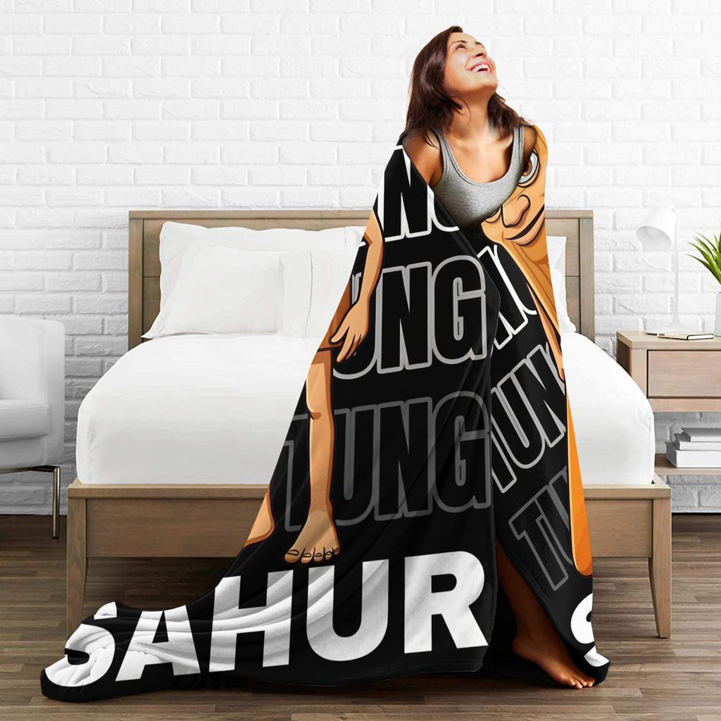 Tung Tung Sahur Plush Blanket Child  Flannel Throw Blanket For Couch Chair Super Soft Design Quality Bedspread Birthday Present