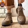 Martin boots men's winter street style velvet warm retro high-top leather Japanese high-end matte leather tooling shoes