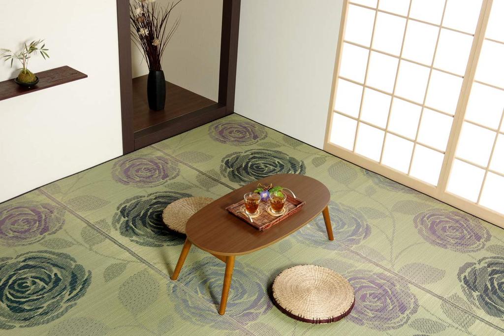 IKEHIKO Igusa Flower Tatami Carpet, Pure Japanese Rabiance Blue, 174 X 174 Cm (Edo-ma 2 Tatami Size), 4132502