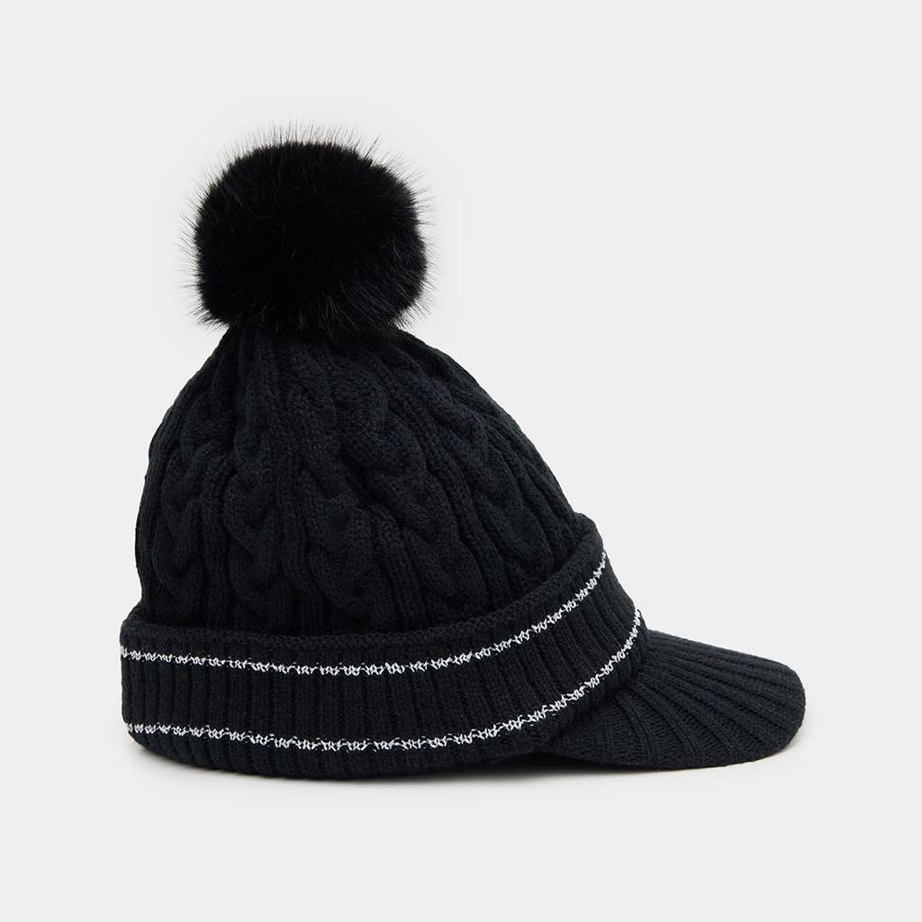 Callaway Women's Knit Beanie Cap with Logo Embroidery and Brim, Golf, C25291218