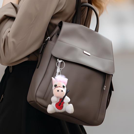 Doll Keychain Cartoon Style Violin Horse Shape Doll Figurine Keys Backpacks Cars Cartoon Character Keychain Work Plush Pendant