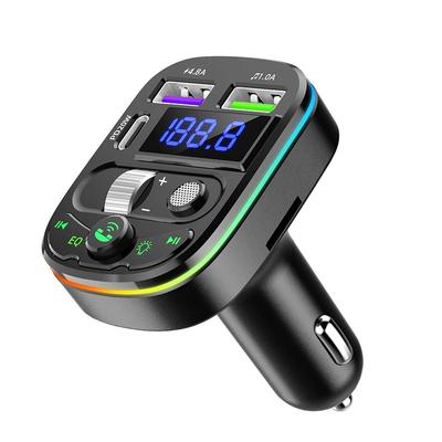 Auto-MP3-Player Bluetooth 5.0 FM-Transmitter mit Umgebungslicht, U-Disk-Musik-Player, Telefon, PD20W-Ladegerät, Auto-Freisprecheinrichtung