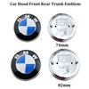 7Pcs car wheel center caps Blue-white Hood Emblem Rear Trunk logo For BMW mini E36 E46 F20 E90 E30 E91 F10 F30 X5 X3 accessories