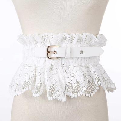Solid Color Lace Cummerbunds Elastic Wide Waistband Vintage Corset Belt Outfits