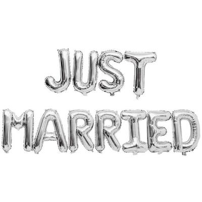 Wedding Foil Balloons - Just Married - Silver - 36 Cm