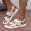 New Women Round Toe Casual Shoes Women Platform Light Beach Sandalias Metal Buckle Shoes Soft Bottom Ladies Sandals
