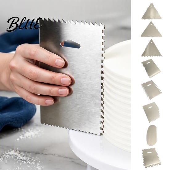 Dough Divider for Bread Stainless Steel Cake Scraper with Multi-faceted Sawtooth Rectangle/Pentagon/Triangle/Semi-circle Shape Cream Smoother