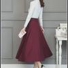 Mittellanger elastischer Rock im koreanischen Stil mit hoher Taille für Damen