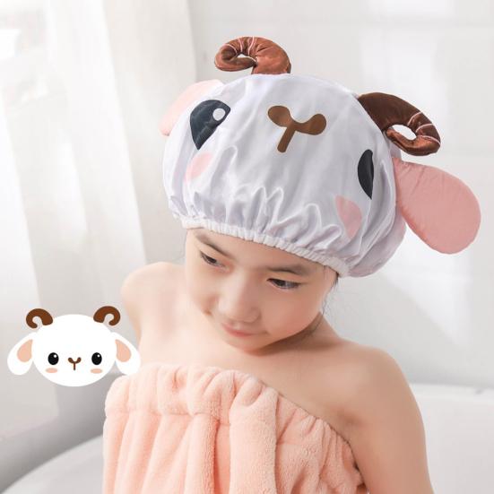 Bath Hair Hat Cartoon Design Waterproof Double Layer Elastic Band Hair Protection Nerdy Koala Cute Kids Bathing Hat Home Supply