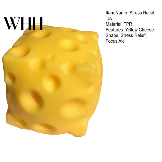 Yellow Cheese Squeeze Toy Stress Relief Cube Fidget Relaxation Stretch Focus Aid Simulated Sensory Soft TPR Ball Anxiety