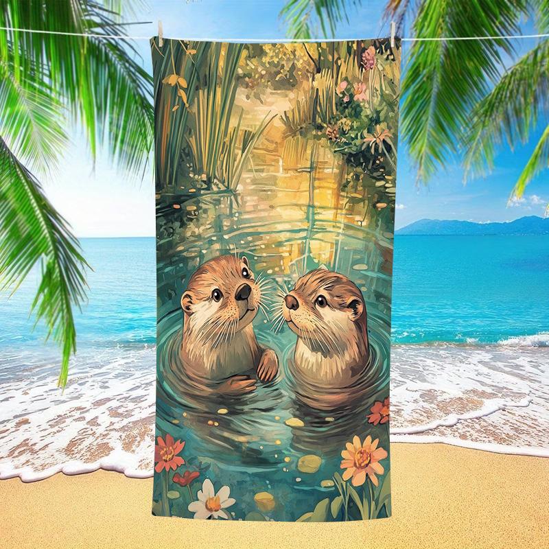 Übergroßes Mikrofaser-Strandtuch Extra Groß Schnelltrocknend Sandfrei Badetuch Niedliches Capybara Kaki Schwimmbaddecke Für Kinder