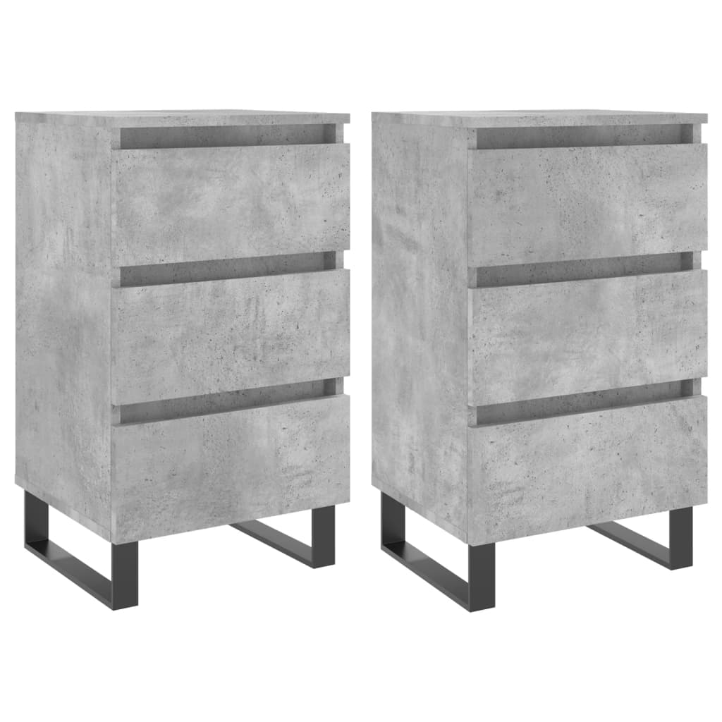 Nightstands 2 pcs. Concrete Grey 40 x 35 x 69 cm Particleboard