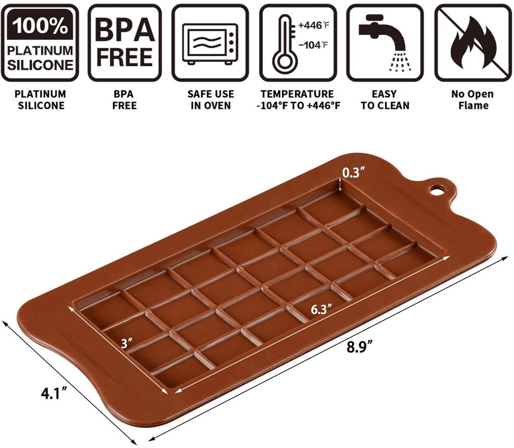 12 Even Chocolate Mold Silicone Mold Fondant Waffles Molds Diy Candy Bar Mould Cake Decoration Tools Kitchen Baking Accessories
