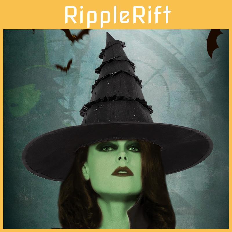 Halloween Hat Witch With Ruffled Lace Edge For Cosplay And Decorations Party