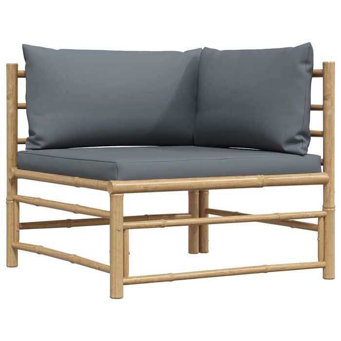Maison Exclusive - Canapé d'angle de jardin avec coussins gris foncé Bambou