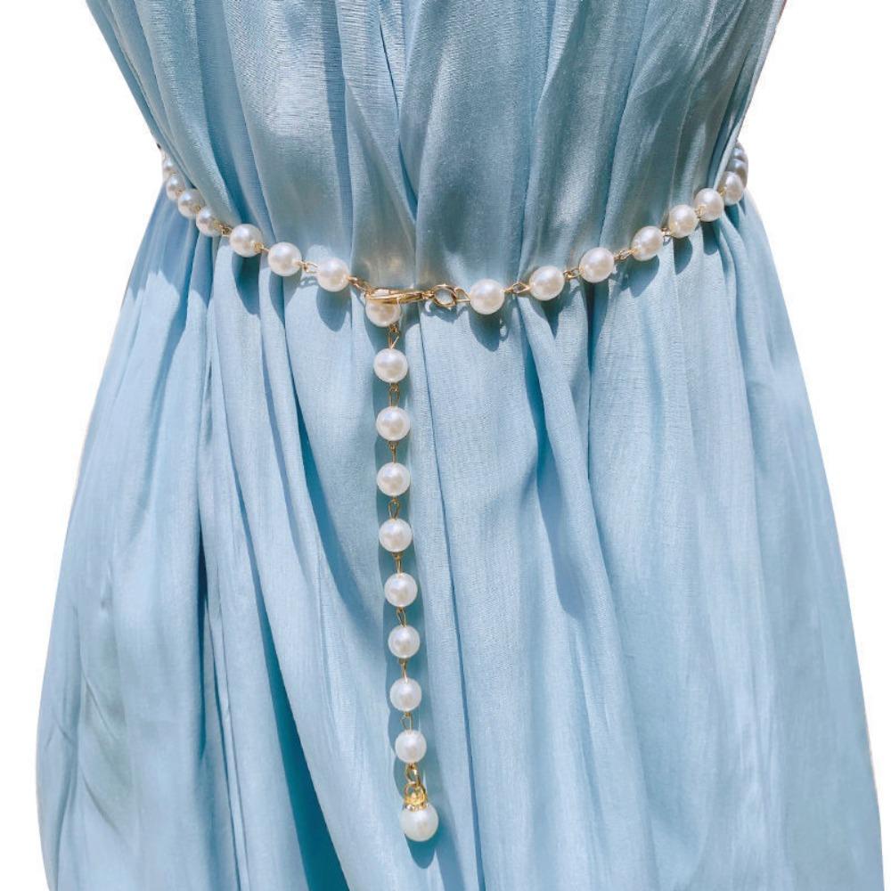 Dress Accessory Pearl Waist Chains Adjustable Body Chain Decor Fashion Belly Chain for Women