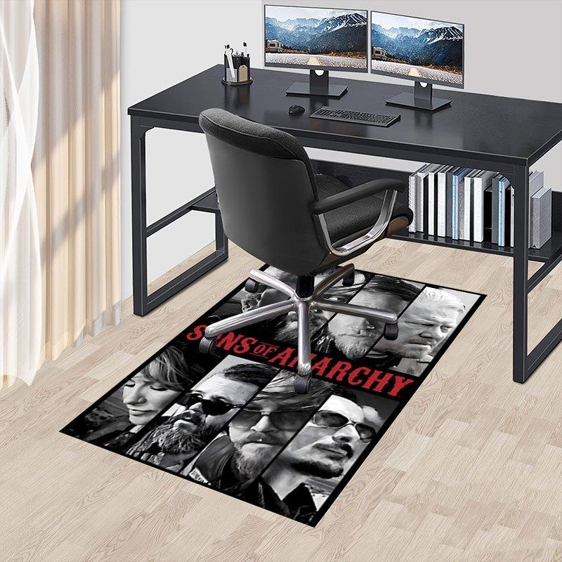 1pc Sons of Anarchy Themed Office Carpet Chair Mats - Durable Polyester Rug for Home Theater, Office, Dorm Room Decor - tA01