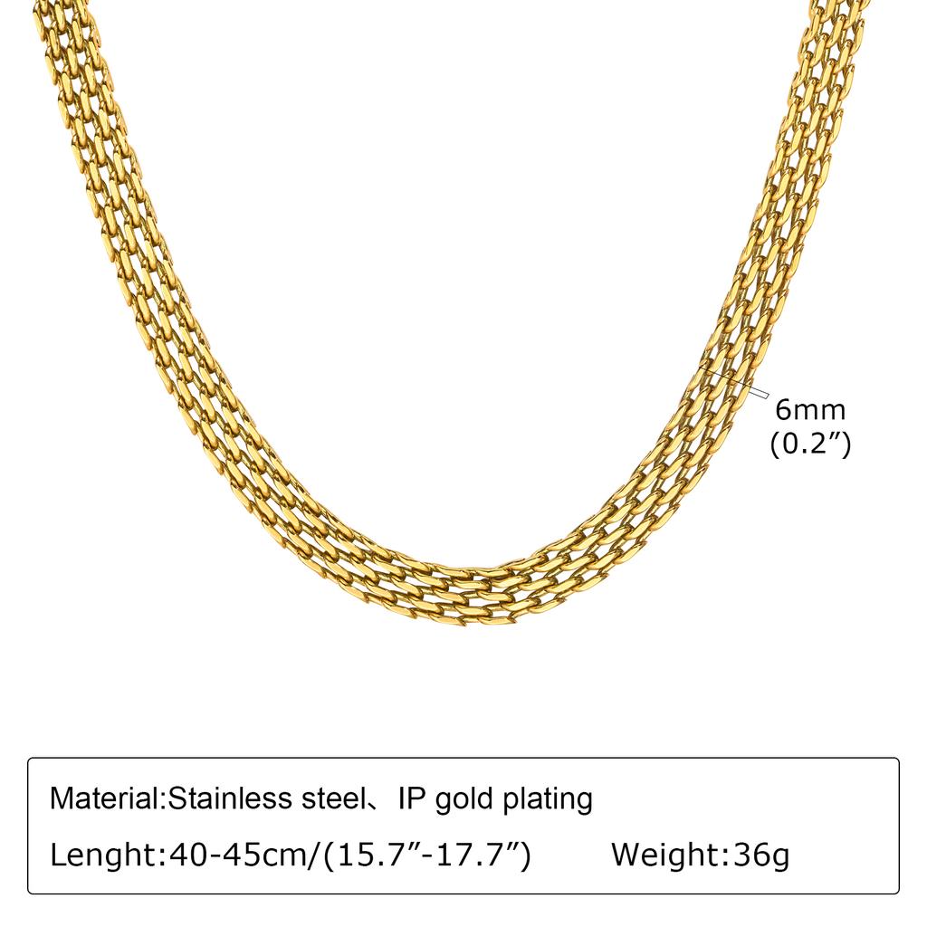 Stainless Steel Strap Chain Handmade Chain Necklace for Women,Gold Color Flat Snake Chain Mesh Necklaces,Classic Jewelry Gifts