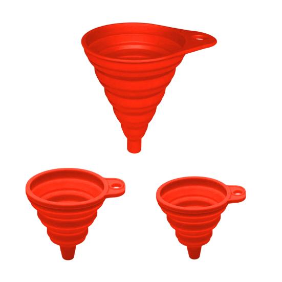 3Pcs Silicone Funnel Set Collapsible Kitchen Funnels Large Medium Small Funnels for Liquid Transfer Heat Resistant Bottling Kitchen Gadgets