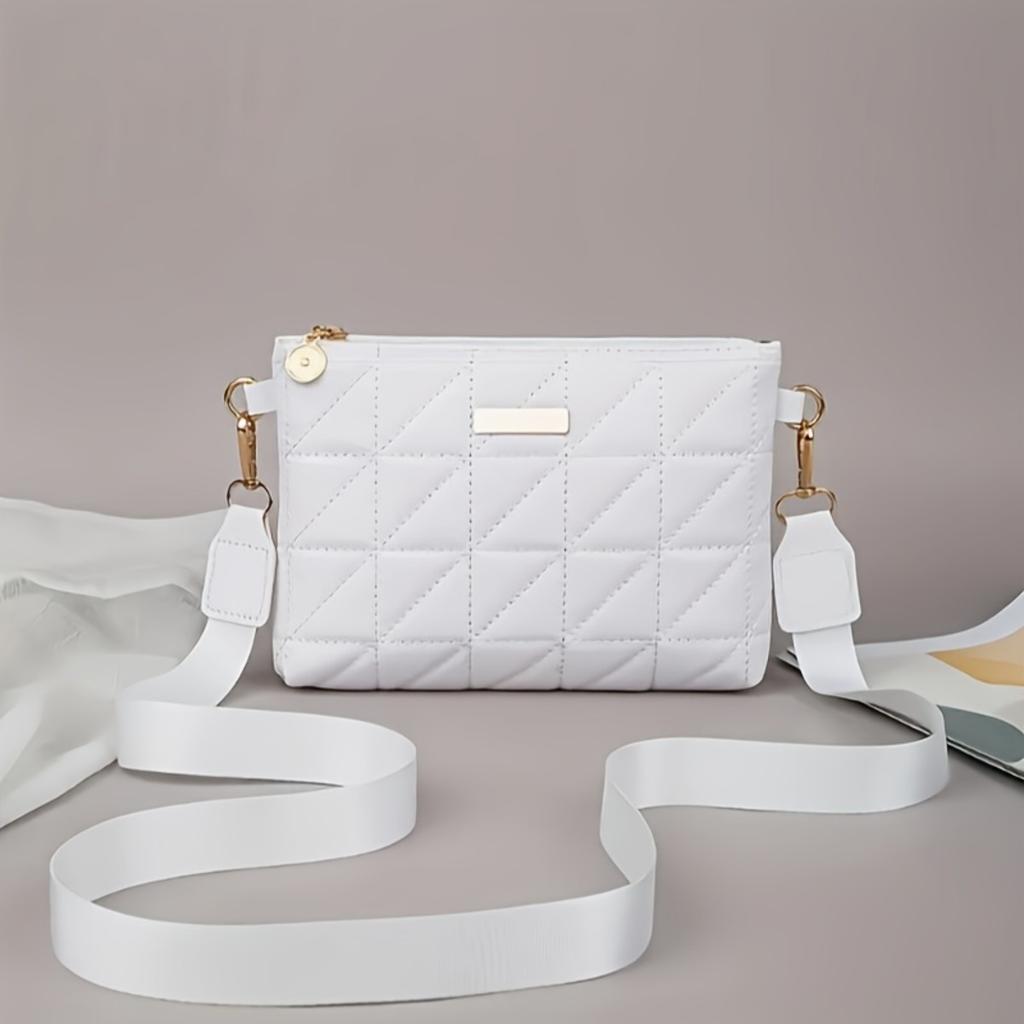 2025 Nová Módní Pruhovaná Kabelka přes Rameno/Crossbody, Vynikající Kovové Doplňky Zapínání na Zip, Multifunkční Cestovní Kvalitní Taška pro Každodenní Použití