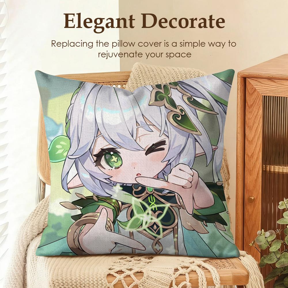 

Nahida Genshin Impact cute Cushion Cover Natural Linen Organic Fabric DoubleSided Printing Sofa Home Decor Gift Pillow Case 30x30cm