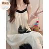 Cloud Cotton Pajamas Women's Summer Sweet Princess Style Suspenders with Chest Pads Medium and Long Pajamas Loose and Thin Loungewear
