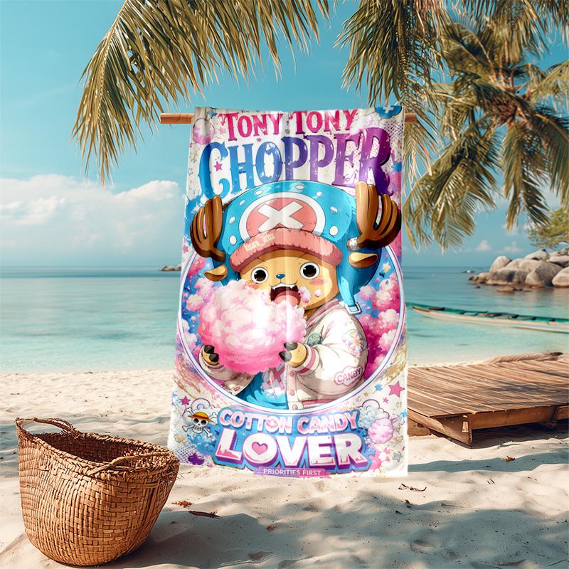 Elemento giapponese classico cartone animato ONE PIECE Monkey D. Asciugamano da spiaggia Luffy campeggio all'aperto vacanza nuoto asciugamano da spiaggia esterno assorbente asciugamano da bagno Y21