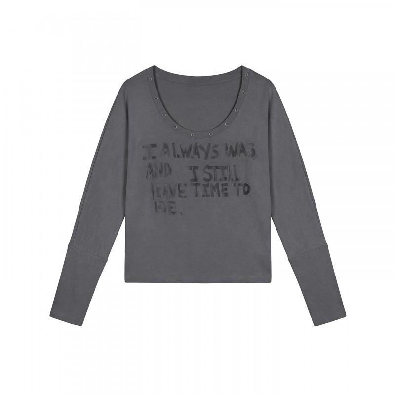 HeyHenry Womens Slim Fit Long Sleeve T-Shirt U-Neck Letter Print Top Retro Y2K Streetwear