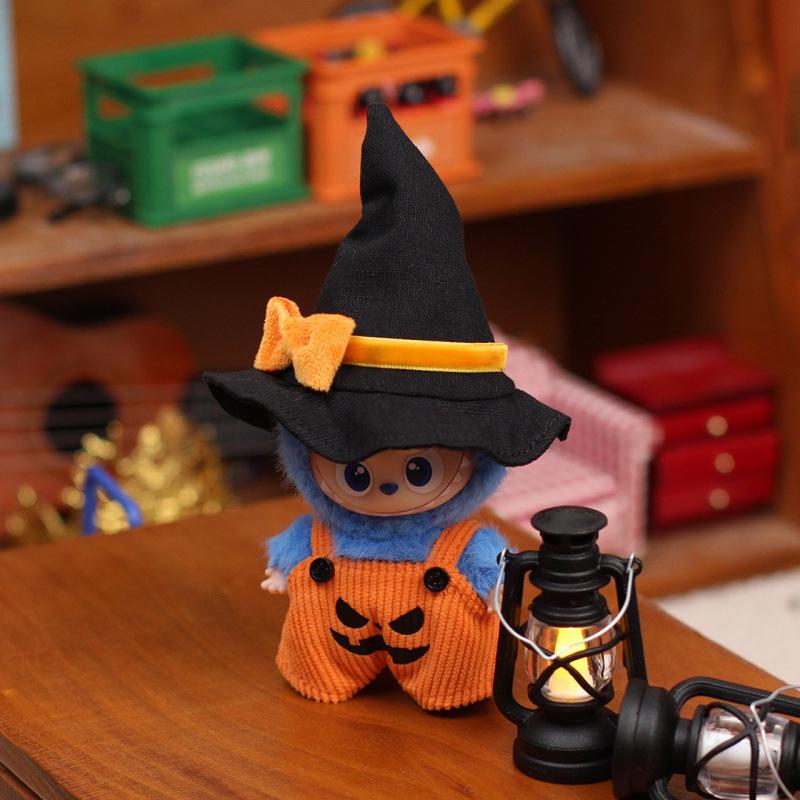 Lovely Spooky Holiday Clothes Collection Adorable Pumpkin Gown featuring Cap designed for Labubu V4 10cm 4.0 Pin Designed For Love Doll Clothes