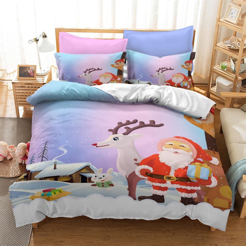 Christmas Series Bedding Three-Piece Home Textile Kit Digital Printing Production