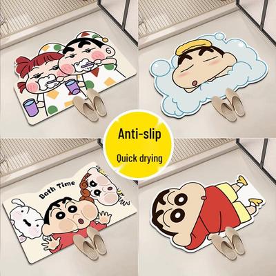 Shin-chan Crayon Cartoon Diatom Mud Floor Mat - Absorbent, Non-slip, Easy-Clean Bath Mat for Home & Bathroom
