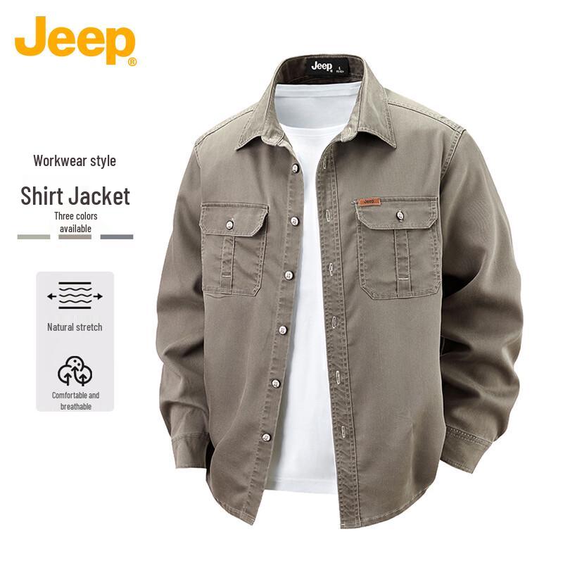 JEEP Unisex Polo Collar Long Sleeve Casual Shirt XL
