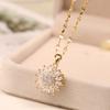 Double-layer Rotatable Sunflower Necklaces For Women Chain Choker Stainless Steel Jewelry Accessories KTJ