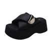 Gentle Matching Skirt Platform Slippers Women's Summer Wear 2025 New Muffin Sandals High Heels Sandals Soft-soled Beach Shoes
