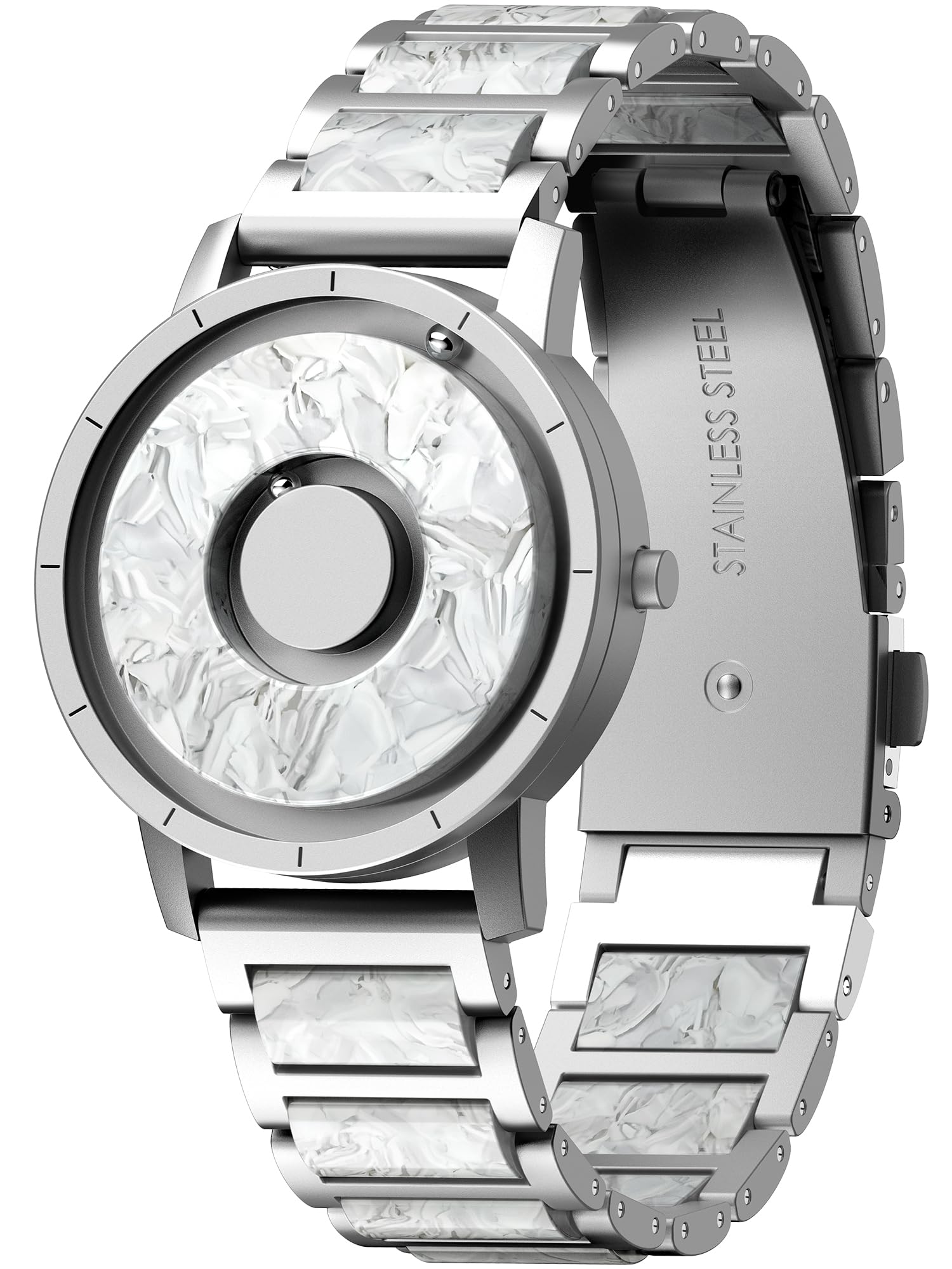 

EUTOUR Магнитные часы с камуфляжным и повседневным кварцевым магнитным шариком 3 АТМ Водозащита 36 мм и серебристый полимерный ремешок Женский циферблат, Стильный, Элегантный, Простой,